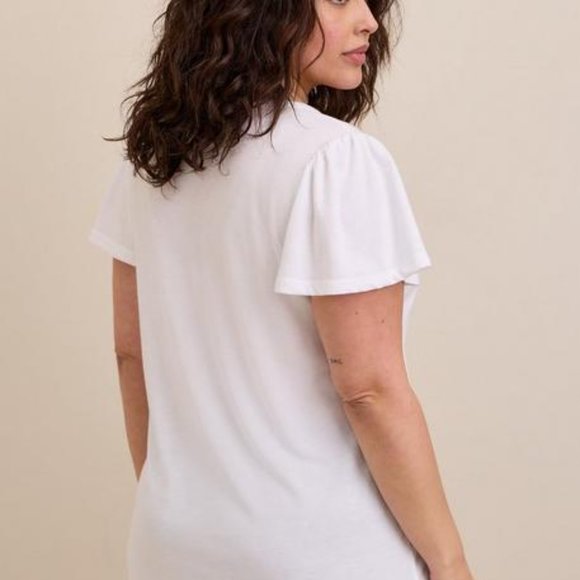 White Torrid Flutter Sleeve Tee Size 2 - Picture 2 of 3